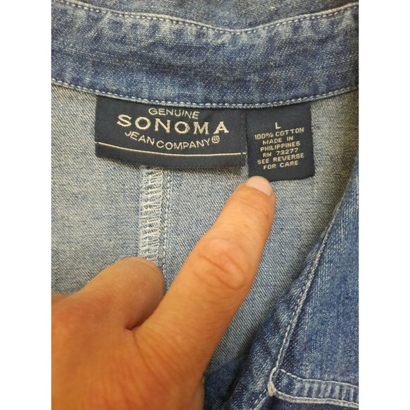 S2 Vtg 90s Blue Jean Western Denim Shirt Snaps L - Picture 3 of 9